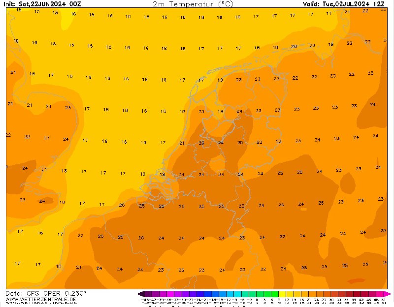 [Wetterzentrale.de](http://Wetterzentrale.de/) geeft de langetermijn weersvoorspellingen aan …