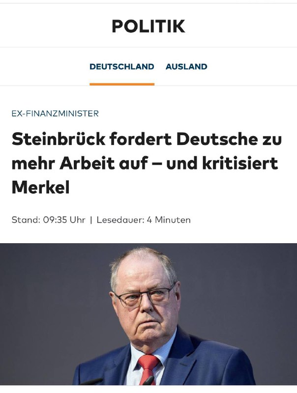 **Steinbrück fordert Deutsche zu mehr Arbeit …