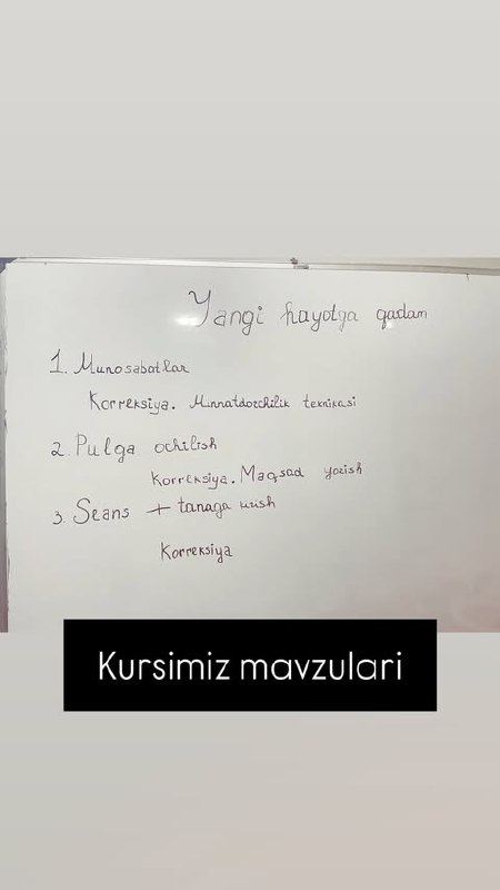 Yangi xayotga qadam kursi mavzulari