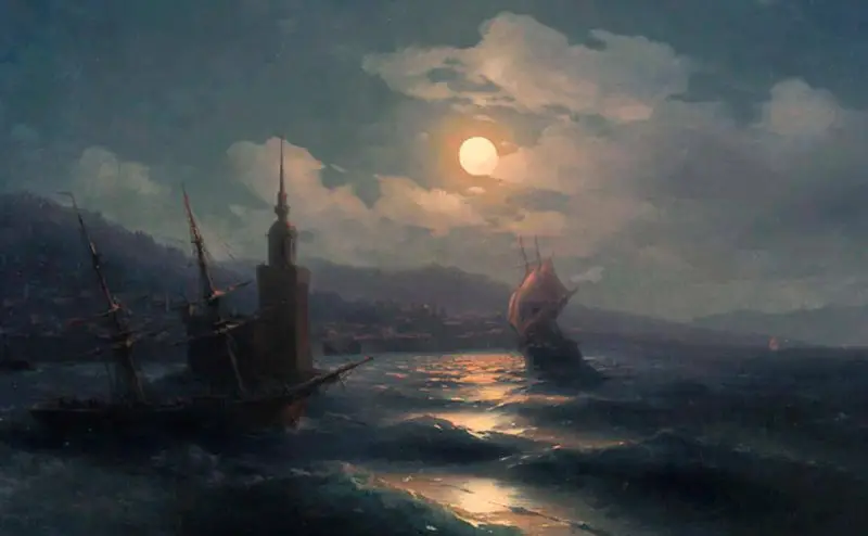 Ivan Aivazovsky’s painting “Moonlit Night” from …