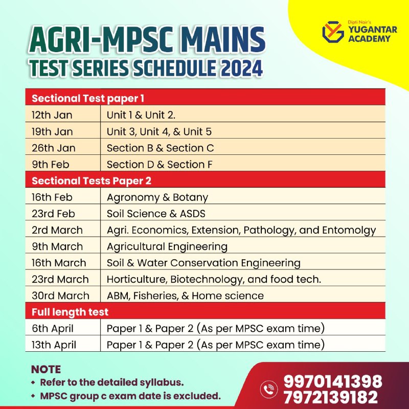 Exclusive Test Series For Agriculture MPSC …