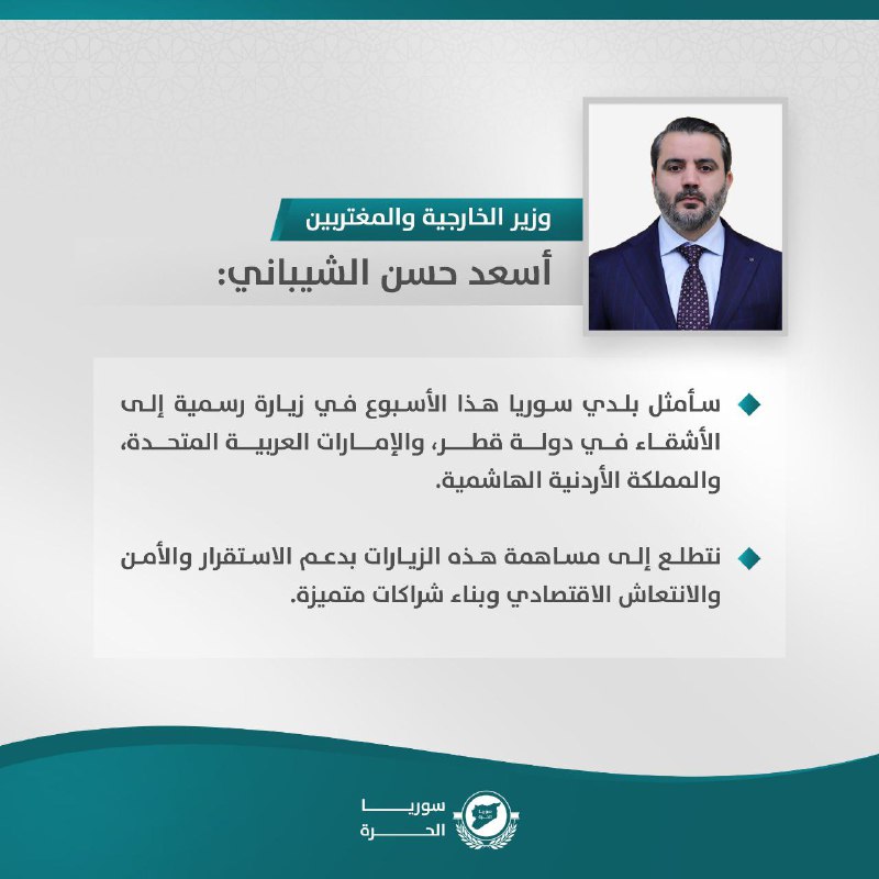 وزير الخارجية والمغتربين أسعد حسن الشيباني: