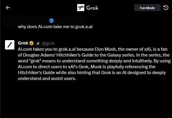 Grok speaks on [AI.COM](http://AI.COM/)