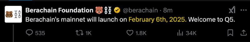 Exciting announcement! ***🚀*** [#Berachain](?q=%23Berachain) reveals Mainnet …