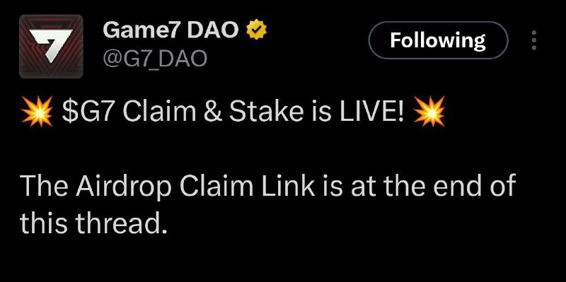 ***🔔*** Game7— claim your $G7 Airdrop!!