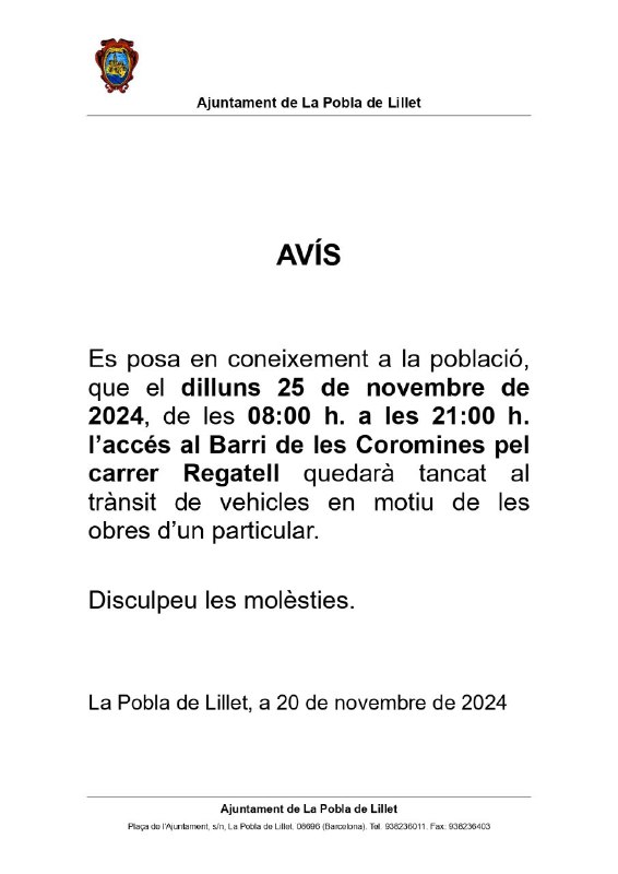 ***ℹ️*** AVÍS - Afectacions al trànsit …