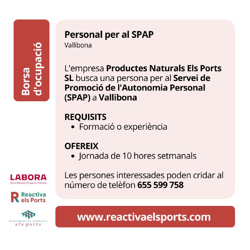 L'empresa Productes Naturals Els Ports SL …