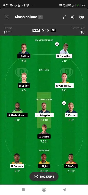 Other vc options is J buttler