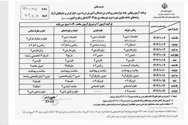 ***?*****امتحانات نهایی دانش آموزان از فردا …