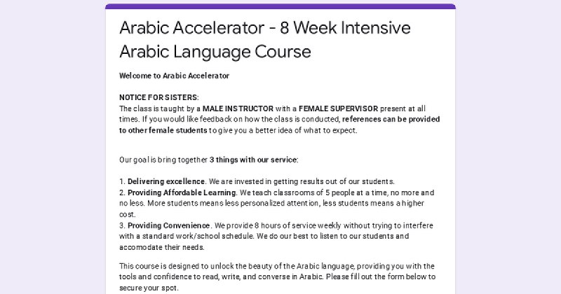 ***📢*** *Beginners Arabic Accelerator Language Program …