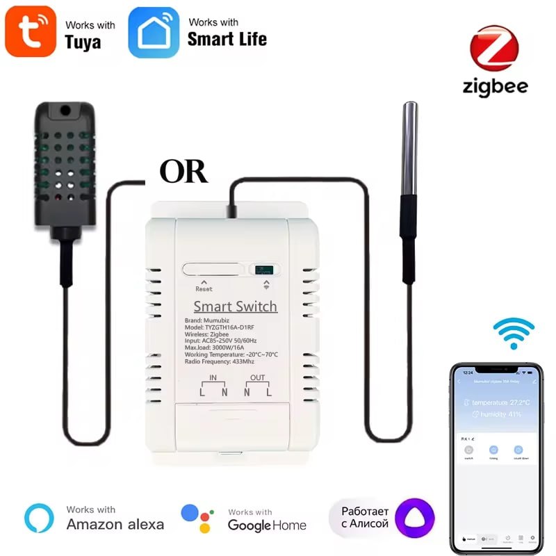 ***☝️*** **Zigbee реле із зовнішнім датчиком**