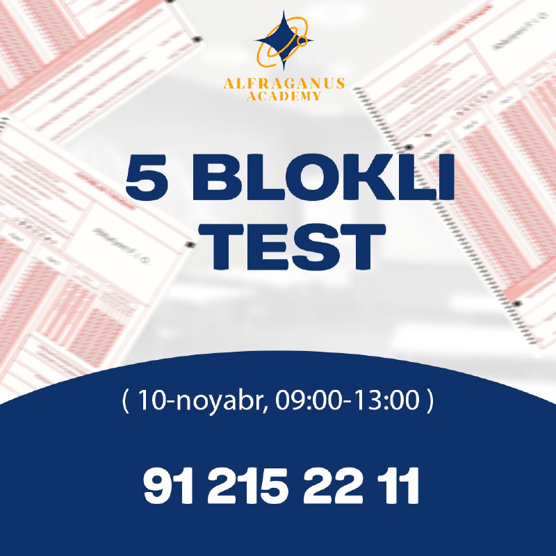 **Navbatdagi** **5 blokli test*****🎯*** Imtihonlarga maksimal …