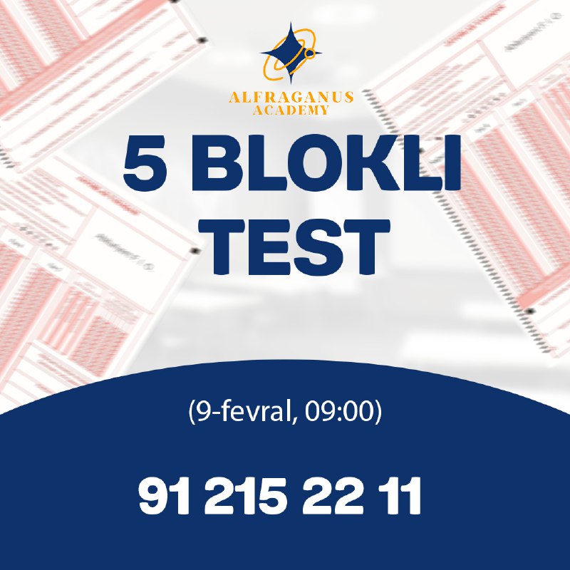 **Navbatdagi** **5 blokli test*****🎯*** Imtihonlarga maksimal …