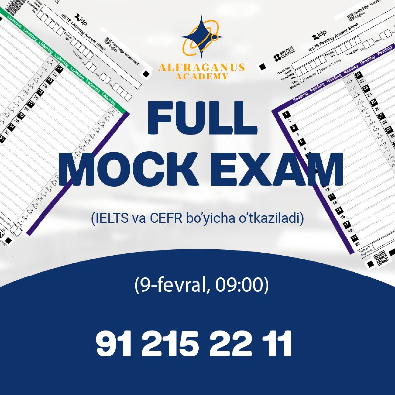 **Navbatdagi** "**Mock Exam" sanasini e'lon qilamiz*****✔️*** …