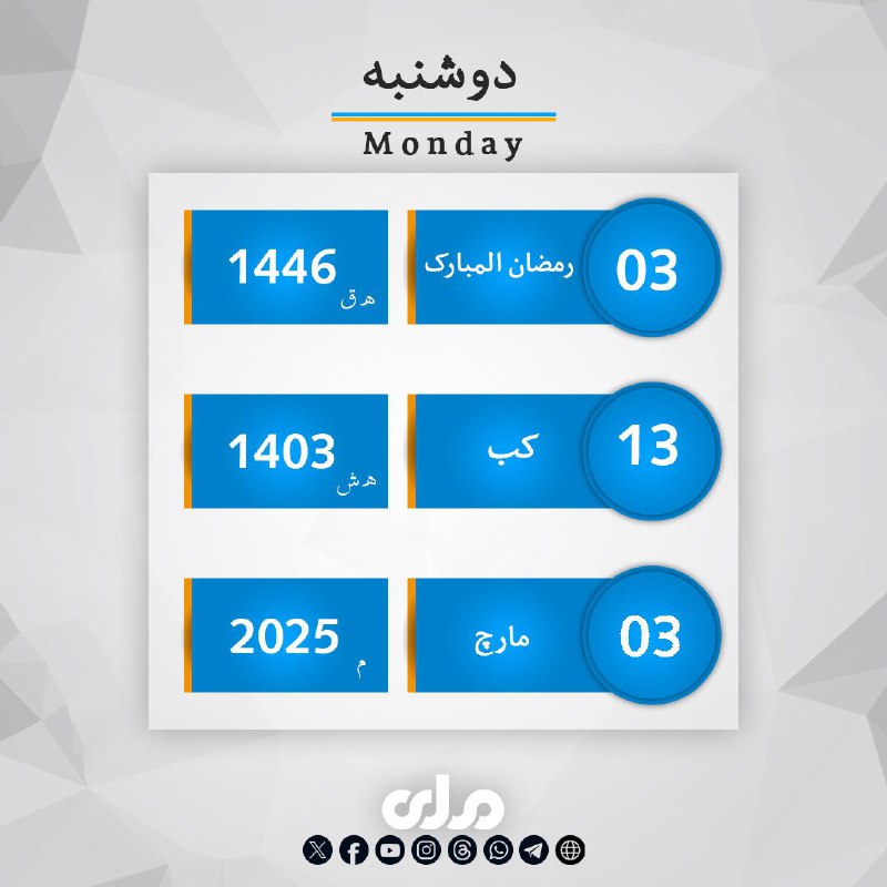 ‏د نن دوشنبې ورځې تاریخ!