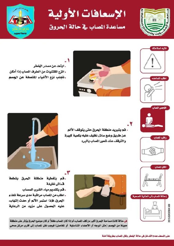 طرق الاسعافات الاولية في حالة الحروق.