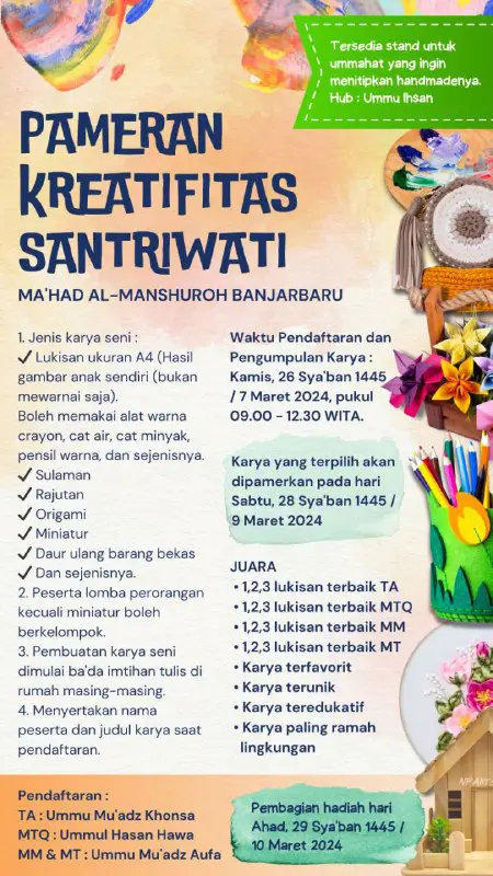 Pameran Kreatifitas Santriwati Ma'had Al-Manshuroh Banjarbaru