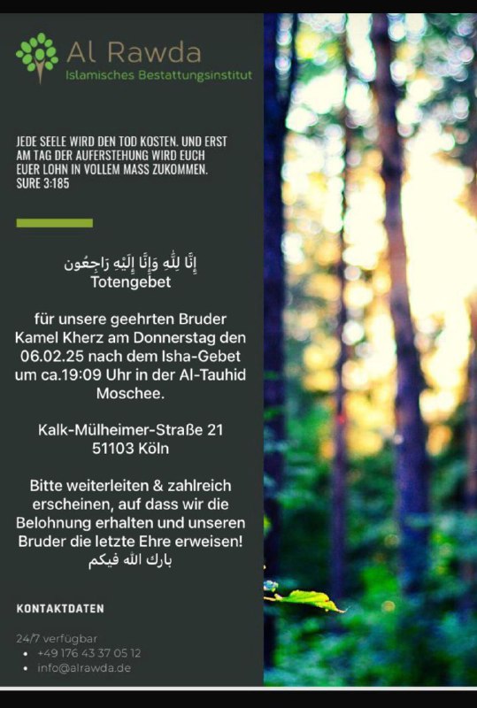 **Heute nach dem Isha-Gebet in der …