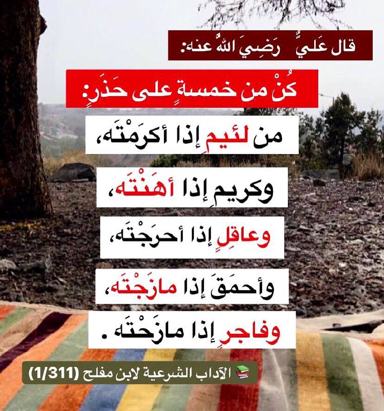 قال عَليٌّ رَضِيَ اللَّهُ عنه: