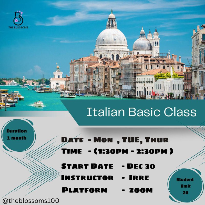 ရှားရှားပါးပါး Free Italian Basic Class လေး …