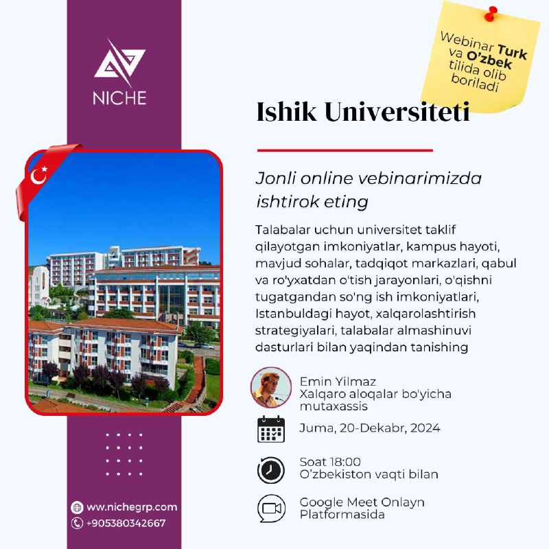 Ishik Universiteti bilan onlayn vebinarga taklif …