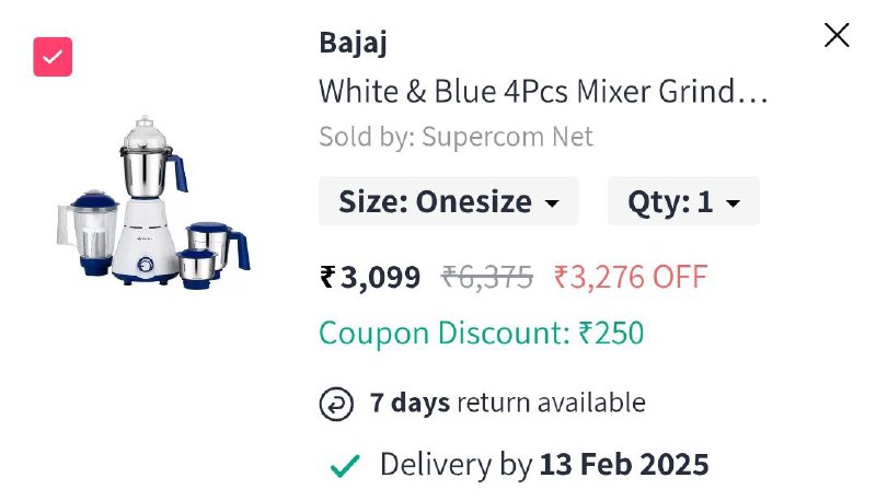 LOWEST: Bajaj White &amp; Blue 4Pcs …