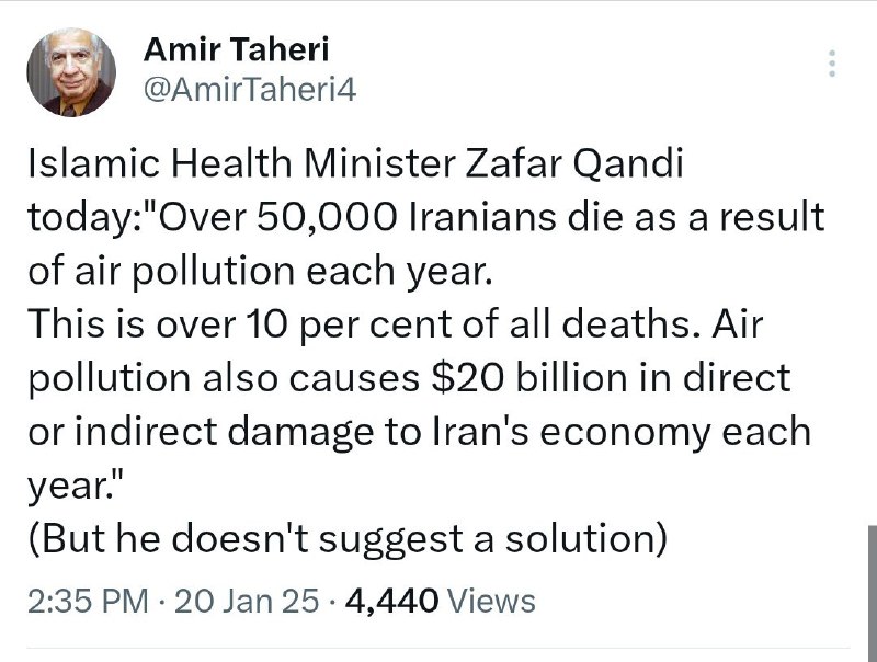 ‏ظفر قندی، وزیر بهداشت، گفت: سالانه …