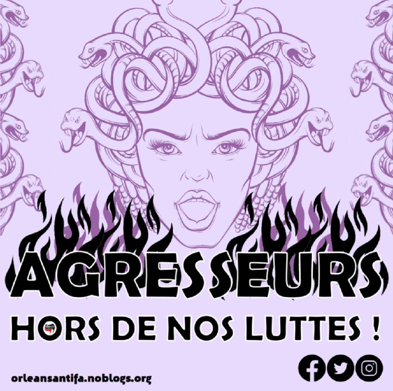 "**Agresseurs hors de nos luttes**" *(FR: …