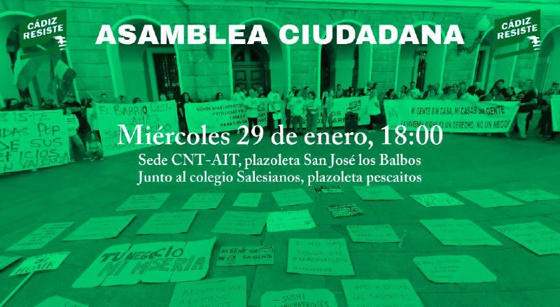 ***📢*** ¡Asamblea ciudadana de Cádiz Resiste!