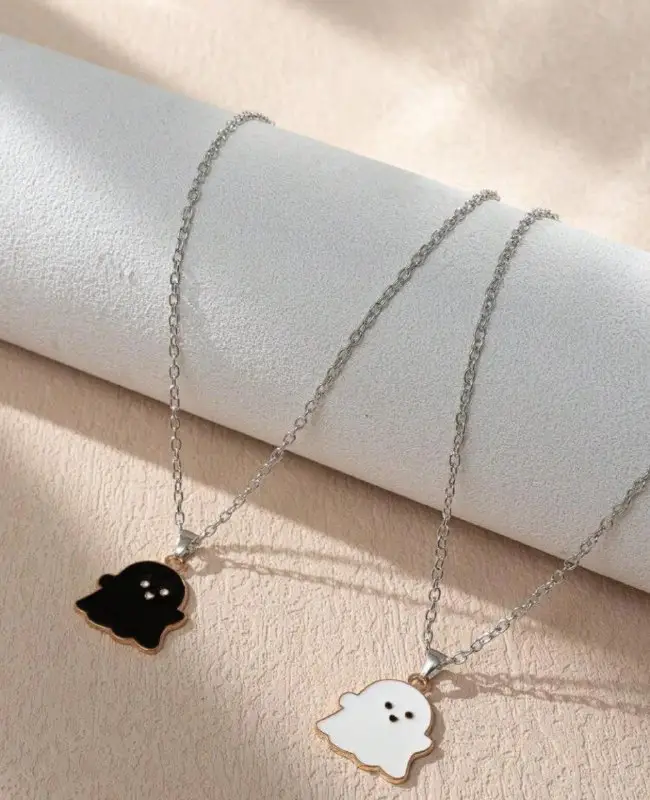2pcs couple ghost charm necklace