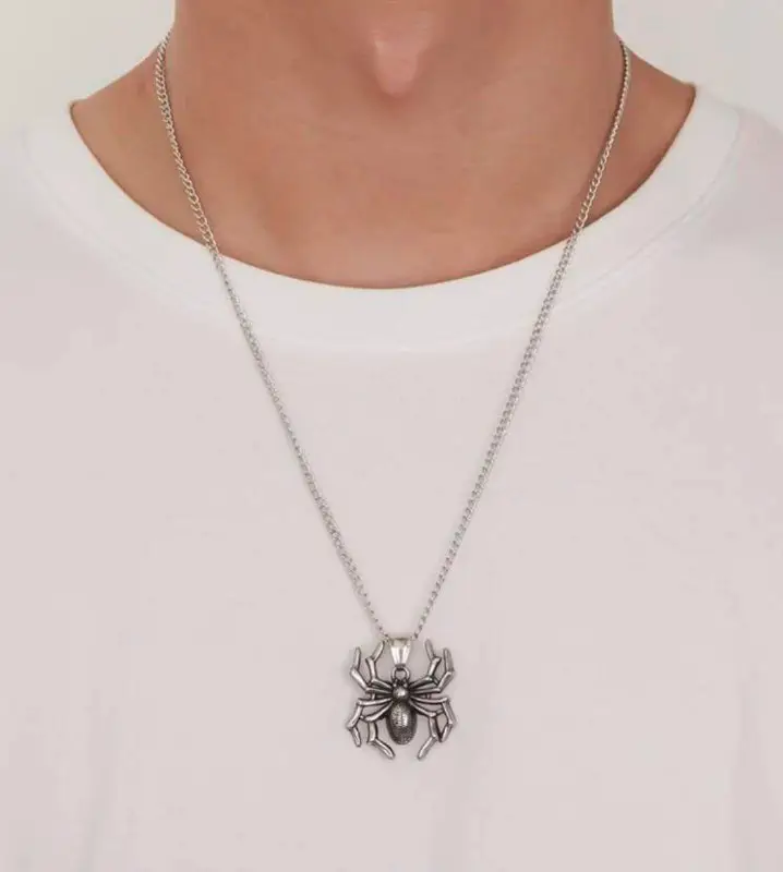 Men spider charm necklace