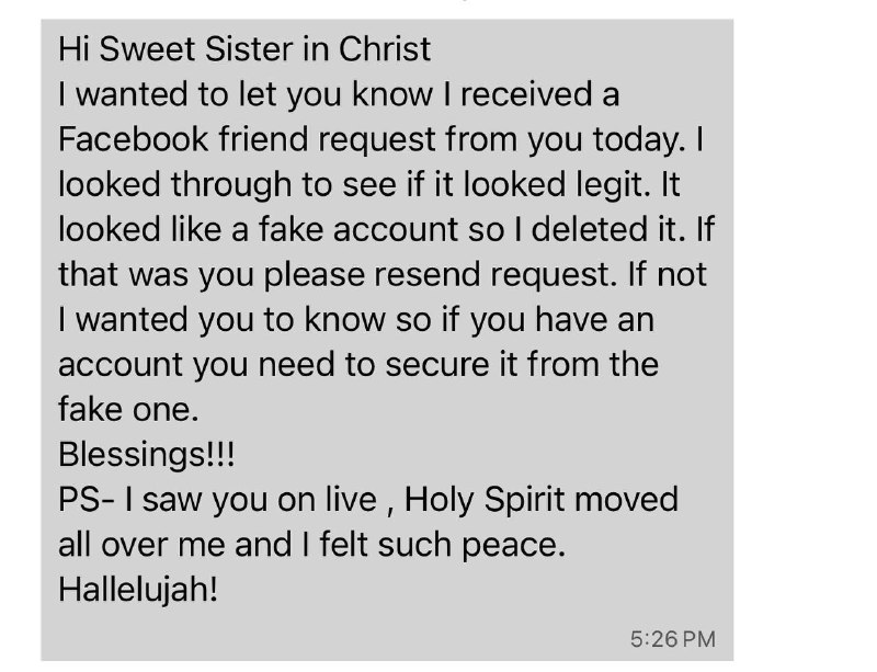 Please be aware of FAKE fb …