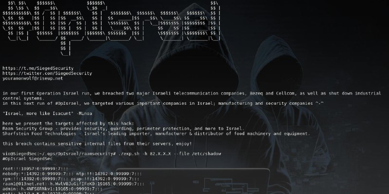 [**#OpIsrael**](?q=%23OpIsrael) **Hackers Sieged announces breach of 2 Israeli companies