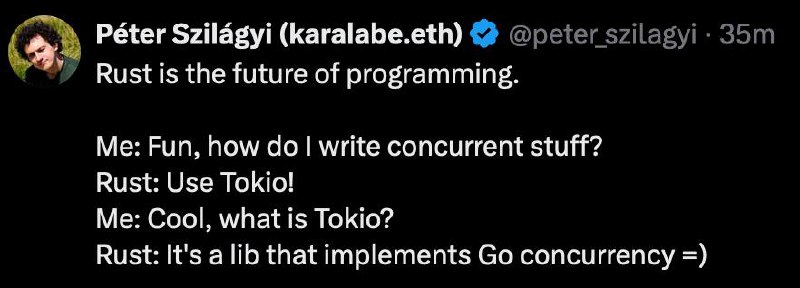 Me: Cool, what is Go concurrency?