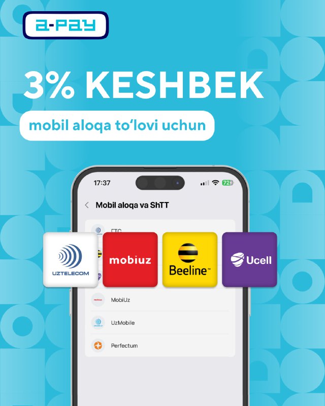 *****🎉*** Mobil aloqa toʻlovi uchun 3% …