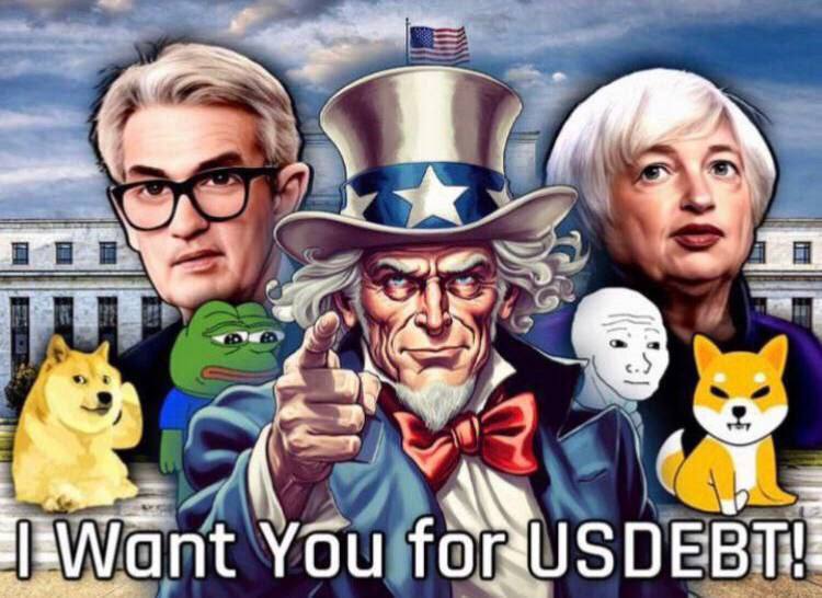 USDEBT - 世界上第一个经济模因代币 ***💎*** [#USDEBT](?q=%23USDEBT) 是一个独特的模因代币，与一个有形的、不断升级的全球经济问题错综复杂地联系在一起：美国国债。随着债务计数器继续无情地攀升，推动这种独特模因代币的叙事变得更加有效。一些专家甚至认为，国家债务的增加对于更广泛的加密货币世界来说是非常乐观的情况！ …