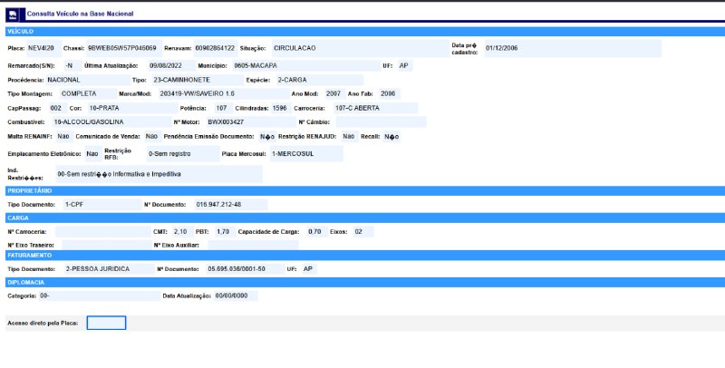 ***📂*** • DATA VEICULOS GETRAN (BIN)(ONLINE) …