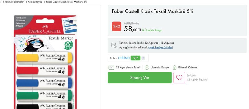 ***⭐️*** Faber Castell Klasik Tekstil Markörü …