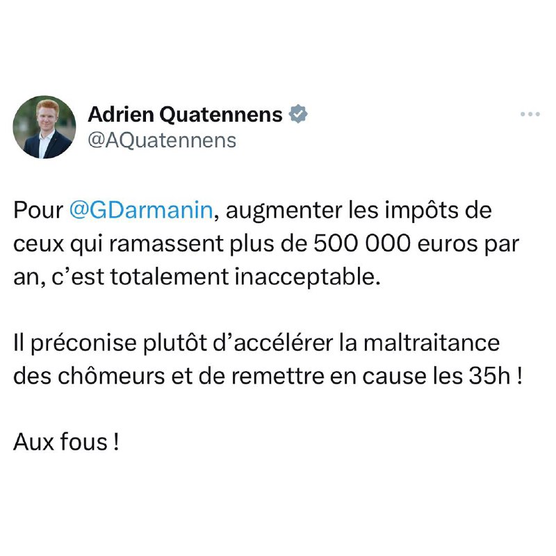 Pour [@GDarmanin](https://t.me/GDarmanin), augmenter les impôts de …