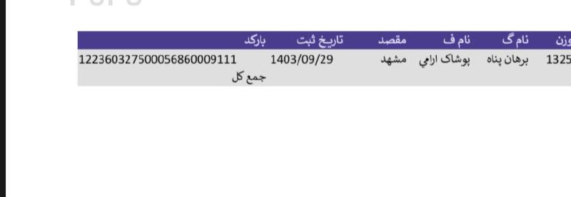 کد مرسوله تولیدی آرمان (آرامی)