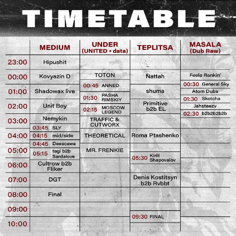 **TIMETABLE**