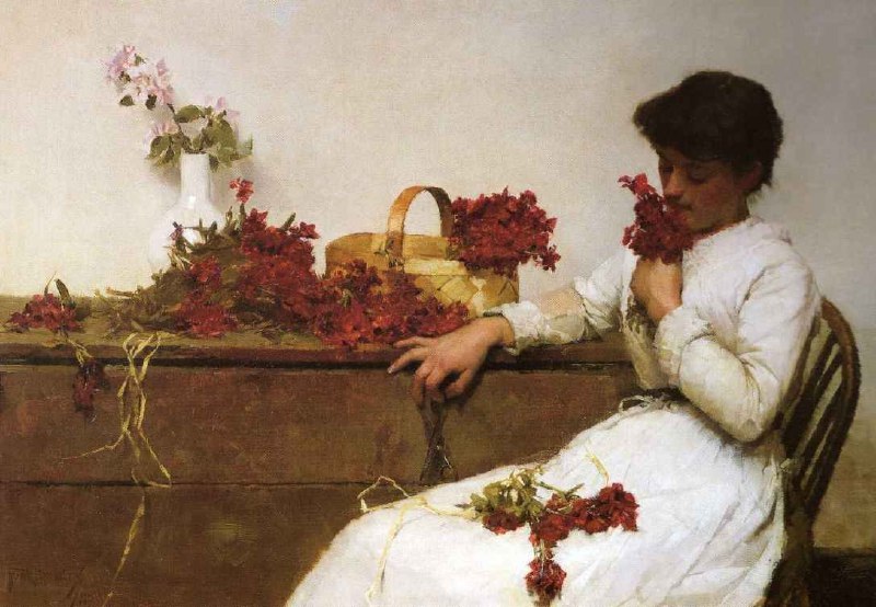 Frank Bramley/Girl Arranging Flowers,1887