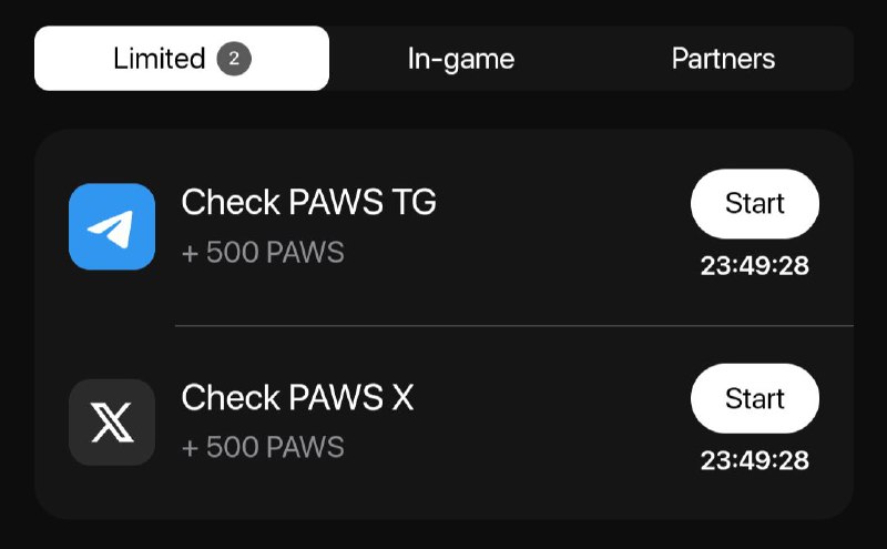 **New limited Paws tasks ***?*****