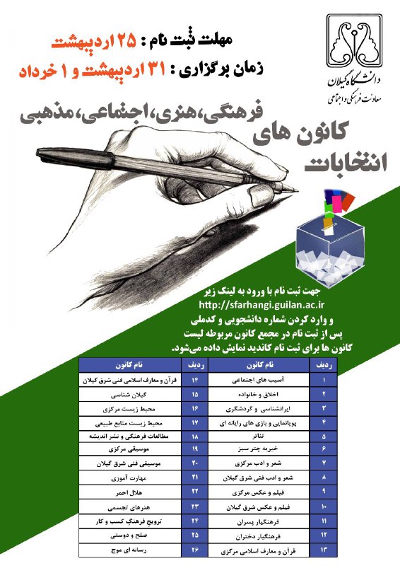 انتخابات کانون های فرهنگی ، اجتماعی …