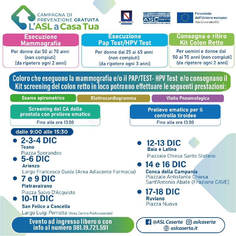 Campagna di prevenzione gratuita [#laslacasatua](?q=%23laslacasatua) [#prossimiappuntamenti@aslcaserta\_telegram](?q=%23prossimiappuntamenti) …