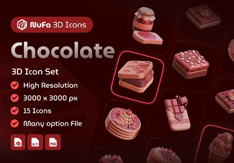 **Chocolate 3D Icon Set - 3D …