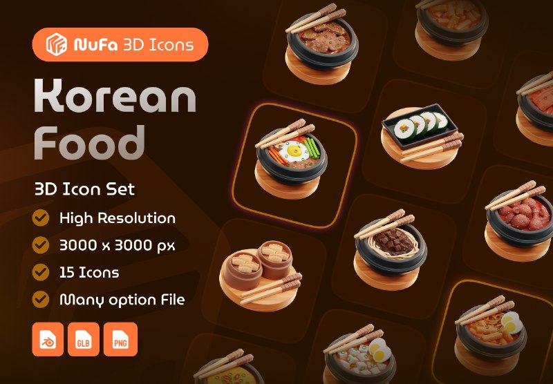 **Korean Food 3D Icon Set - …