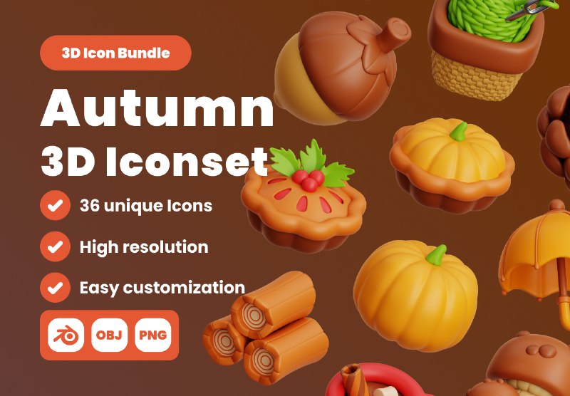 **Autumn 3D Illustration Pack - 3D …