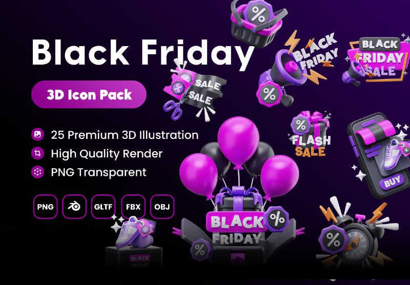 **Black Friday 3D Illustrations Pack - …