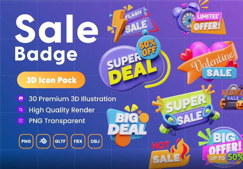 **Sale Badge 3D Icon Set - …